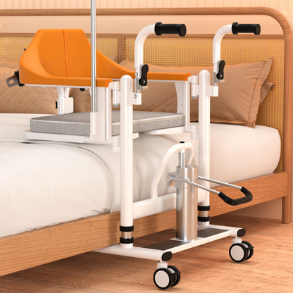 Sedia per pazienti allargata Sedia a rotelle idraulica per trasferimento Sedia a rotelle con sedile diviso a 180°