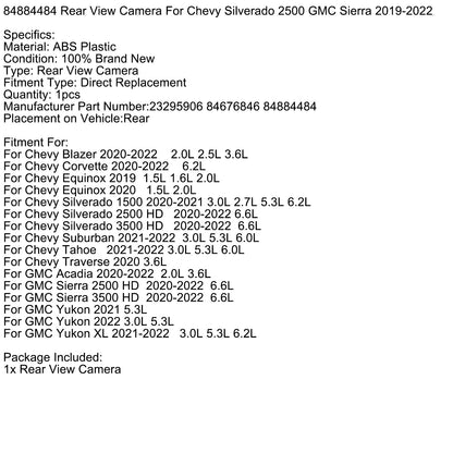Telecamera posteriore Chevy Silverado 2500 HD 6.6L 2020-2022 84884484