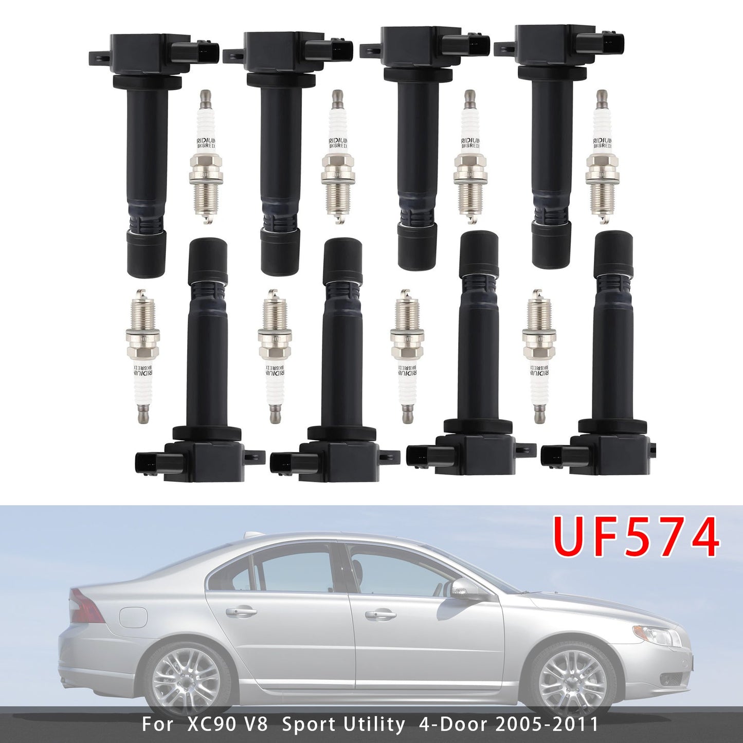 Bobina di accensione e candela UF574 per Volvo S80 V8 Sedan 4 porte 8X 2007-2010