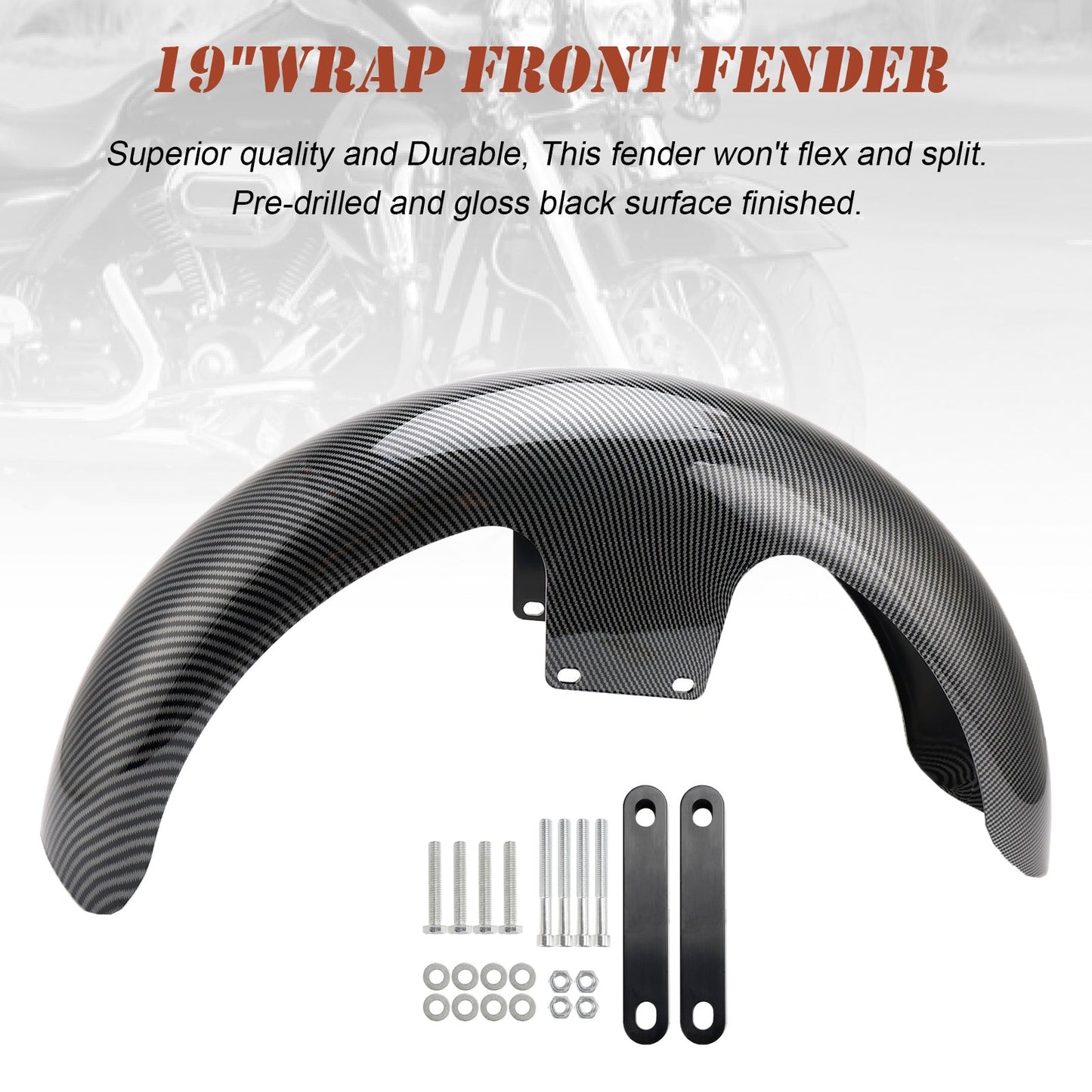 Parafango anteriore avvolgente da 19"" in ABS per Touring Electra Street Road Glide Baggers FLHT FLHR