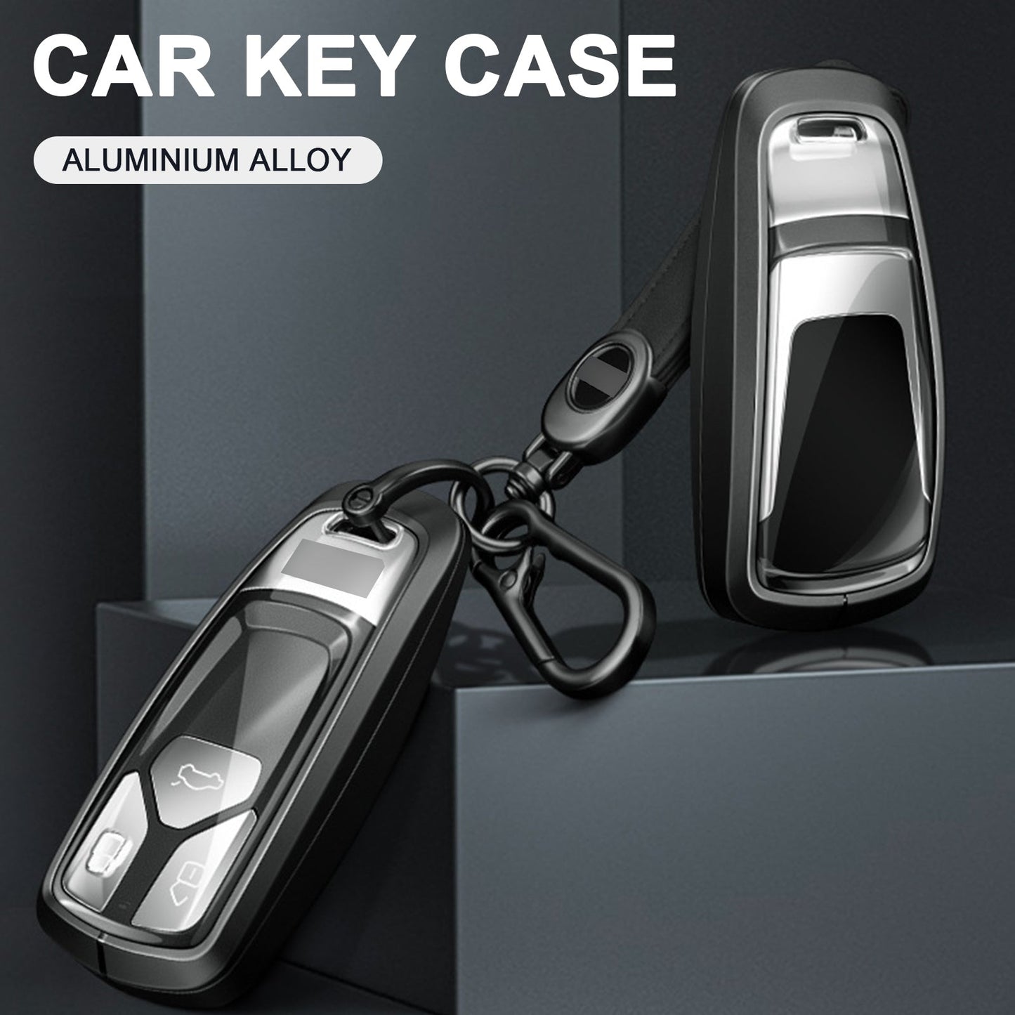 Custodia per chiave auto in TPU nero in lega di alluminio con fibbia per Audi a6l a4l a3