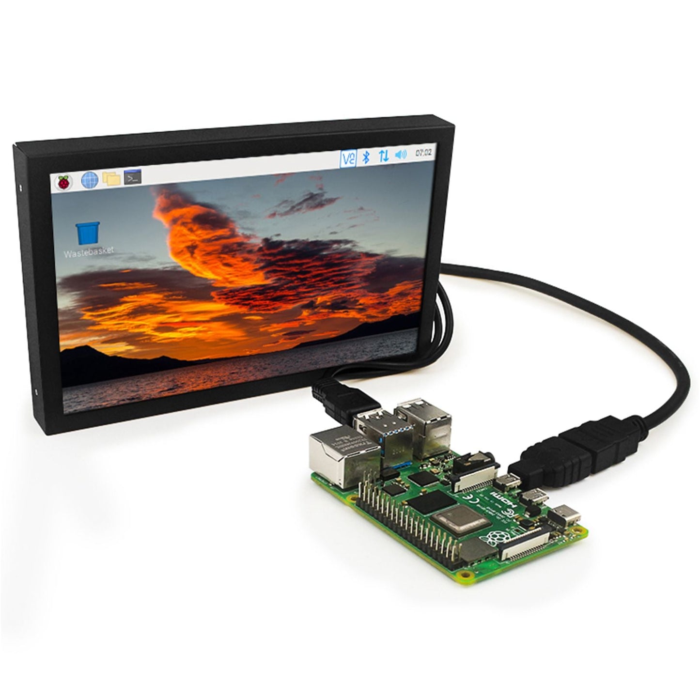 Schermo di monitoraggio per PC Raspberry Pi con display IPS HD da 7 pollici, interfaccia VGA/AV/HDMI