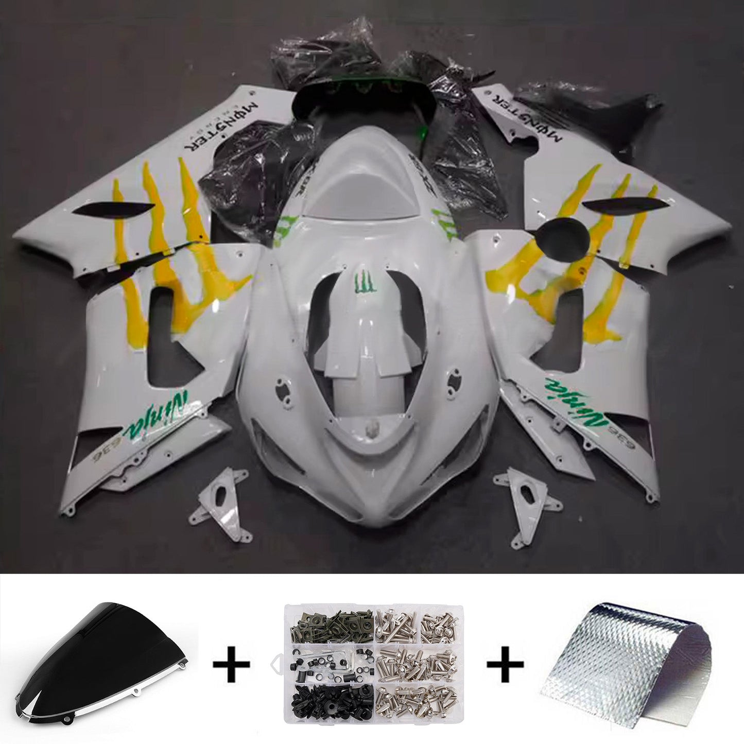 Kit carenatura iniezione in plastica ABS adatto per Kawasaki ZX6R 636 2005-2006
