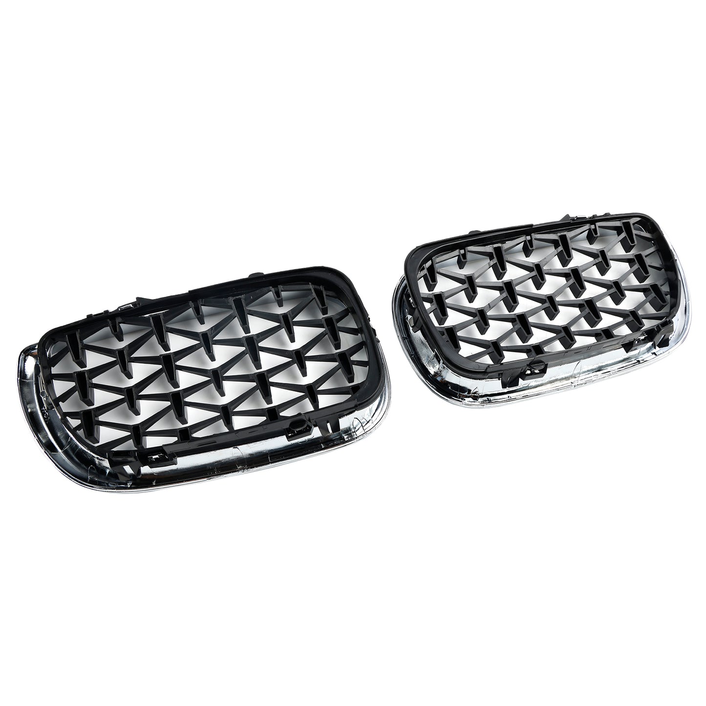 Pair Chrome Diamond Grille For BMW E46 Saloon/Touring Facelift 2002-2005 4Dr