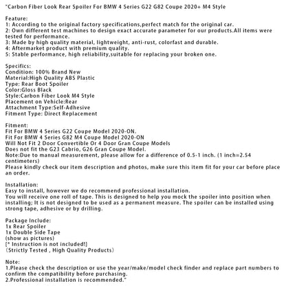 Spoiler posteriore in fibra di carbonio per BMW Serie 4 G82 M4 Coupé dal 2020 in poi