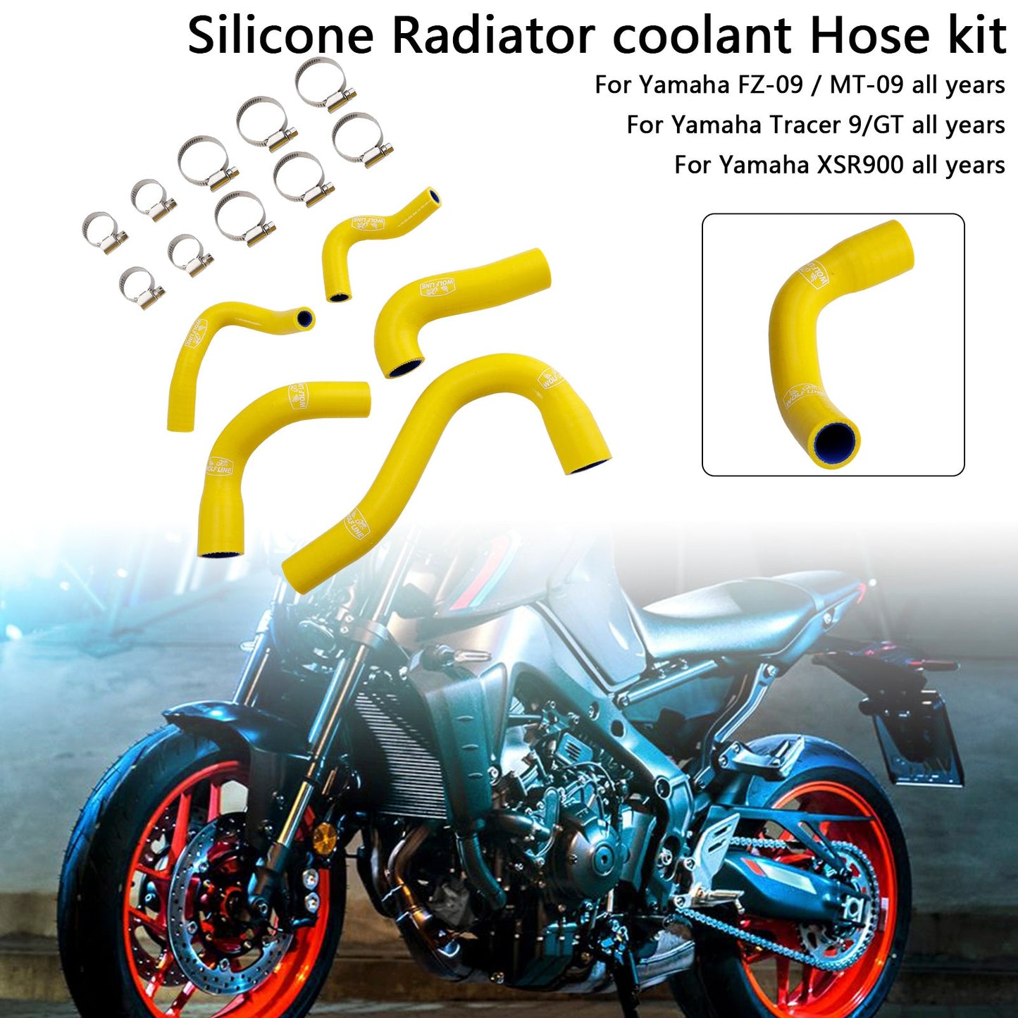 Yamaha MT-09 XSR900 Tracer 9/GT tutti gli anni Tubo refrigerante radiatore in silicone