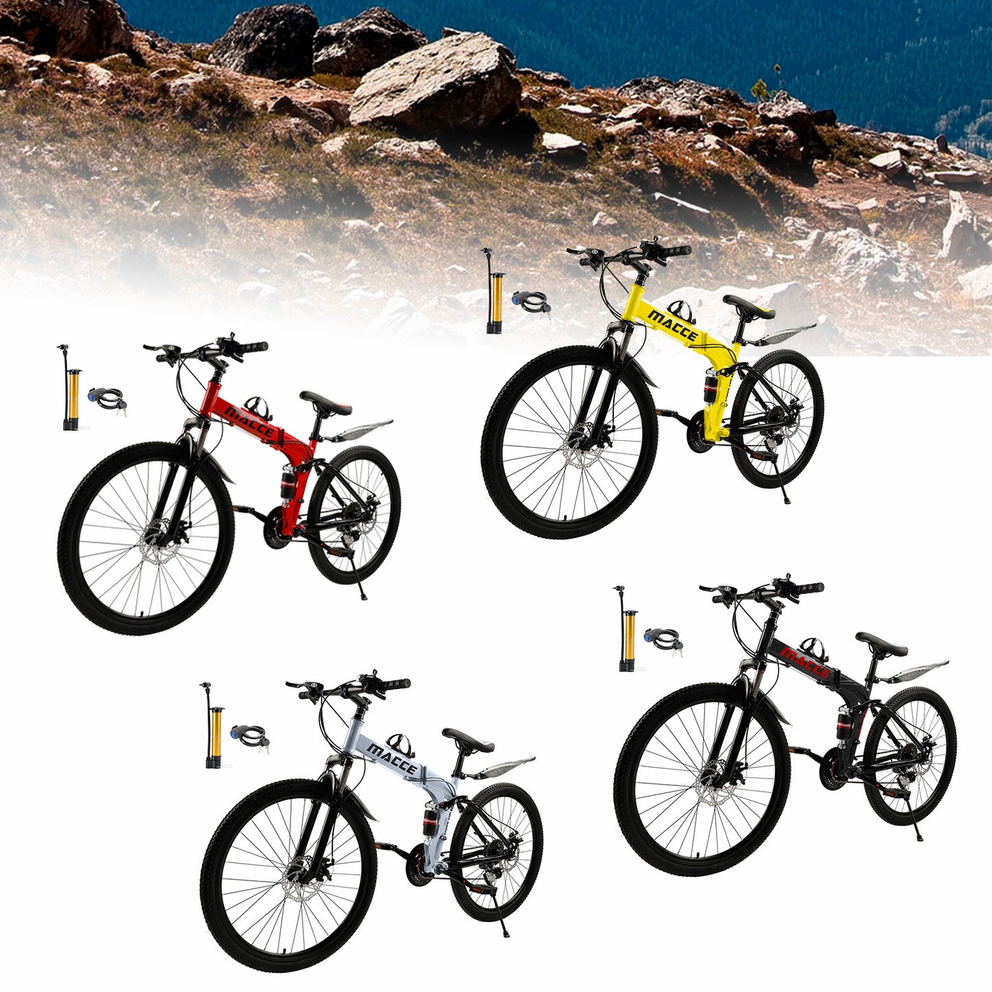 Ruote da 26 "27 velocità a doppio disco a doppio freno pieghevole mountain bike mtb per adulti neri