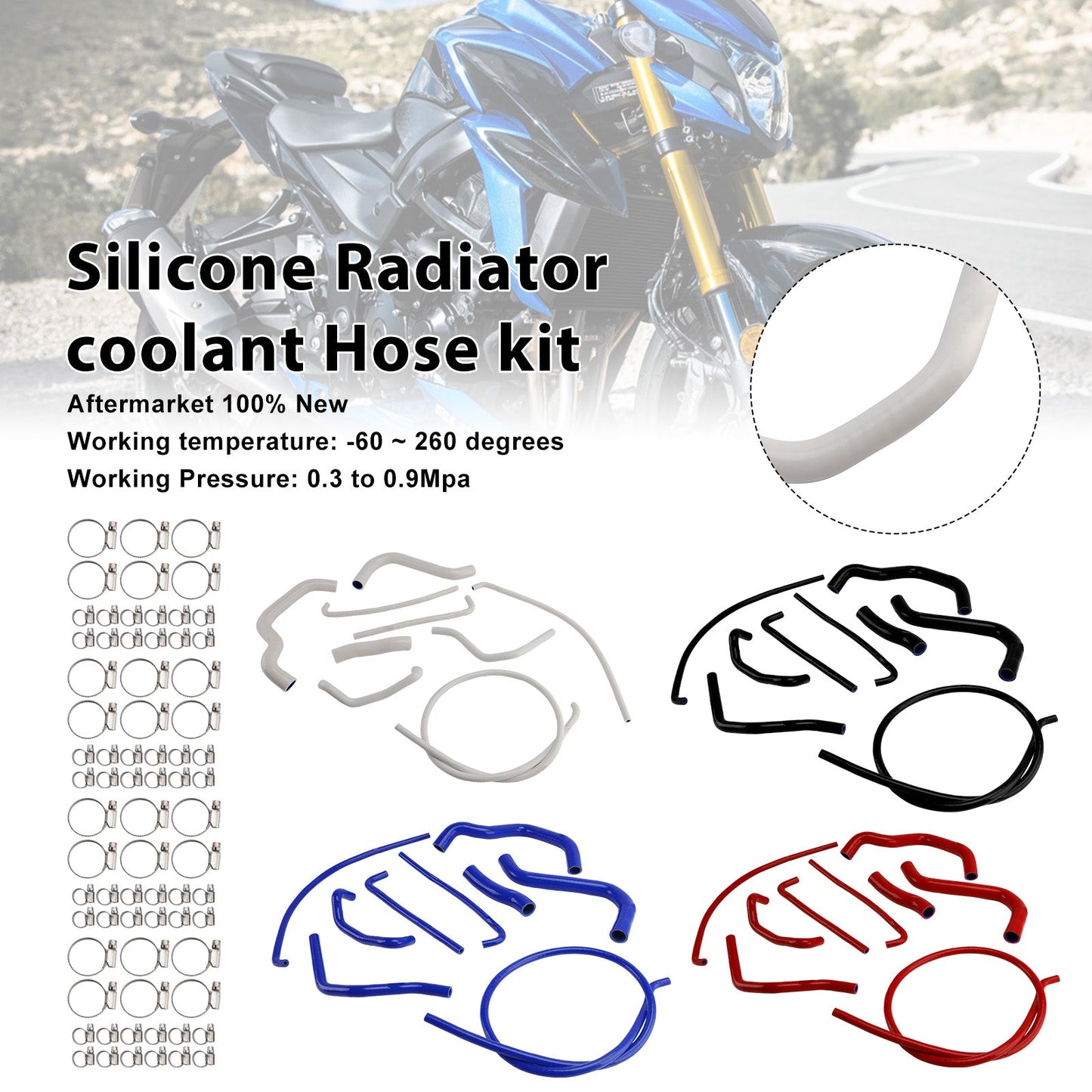 Kit di tubi flessibili in silicone per il liquido di raffreddamento del radiatore per Suzuki GSX-S750/Z 2017-2025