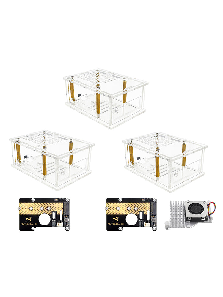 Custodia con adattatore PCI-E per Raspberry Pi5, scheda adattatore PCIe a M.2, radiatore in acrilico