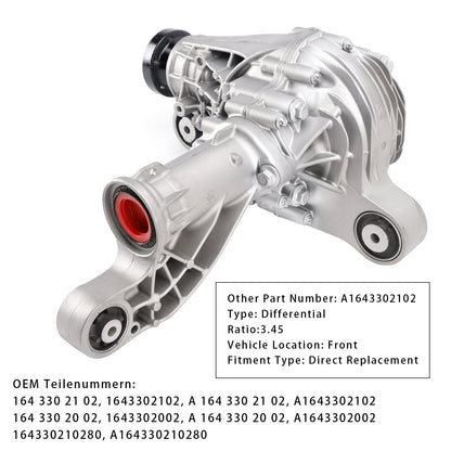 2009/07-2011/12 Mercedes-Benz Classe M W164 ML 350 CDi Differenziale Assale Anteriore Rapporto 3,45 164330210280 A1643302102