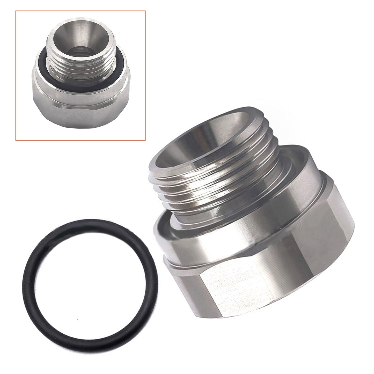 Adattatore per valvola di scarico olio, filettatura 27mm-2.0, colore argento, codice A-211.