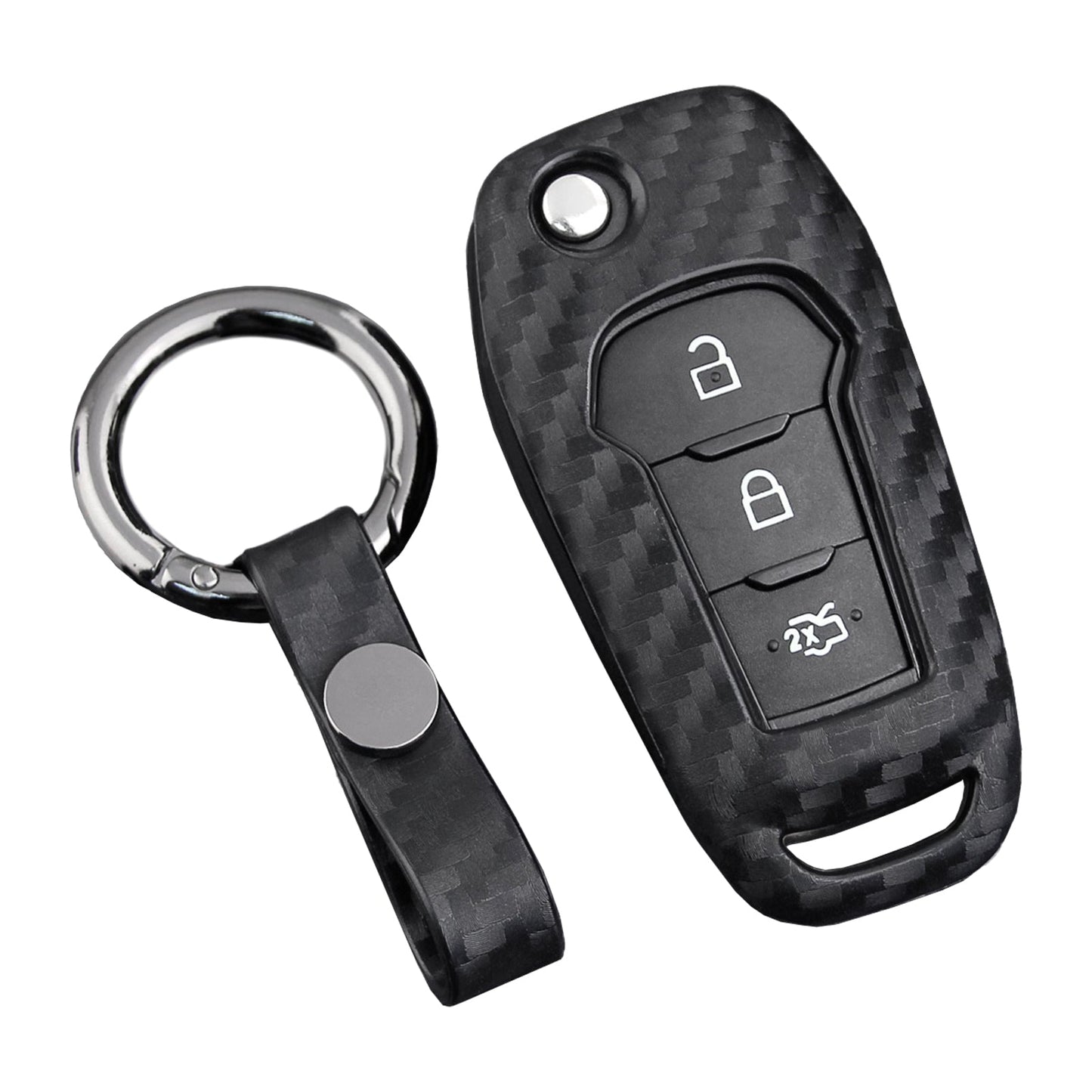 Custodia in pelle e silicone per chiave auto con fibbia per Ford