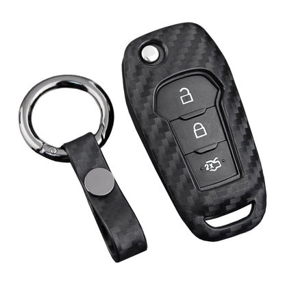 Custodia in pelle e silicone per chiave auto con fibbia per Ford