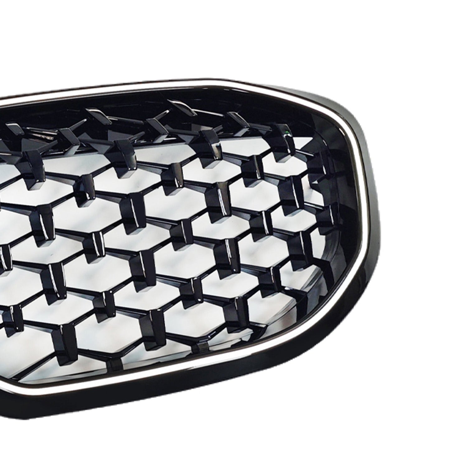 Griglia anteriore a doppio rene diamantata nera lucida per BMW Serie 1 F40 2019-2024.