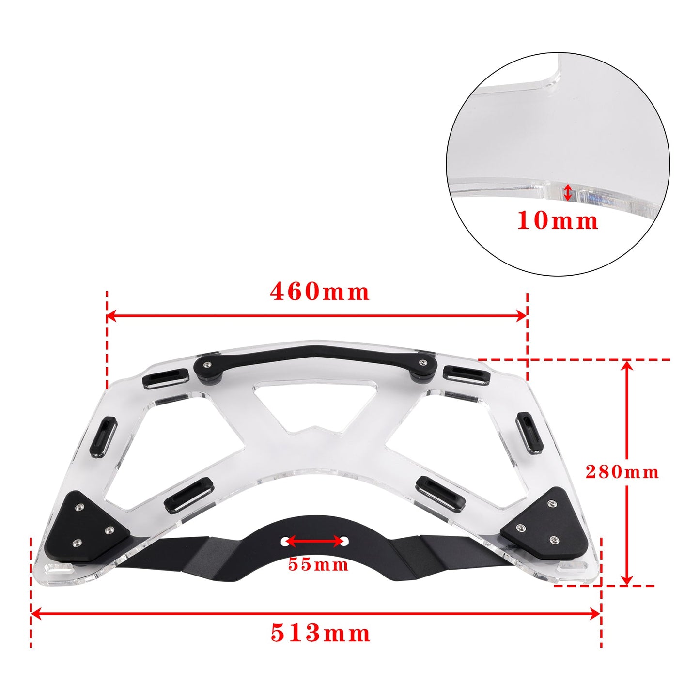 Portapacchi aggiuntivo per bauletto per BMW K1600 GTL GT 2011-2024 trasparente