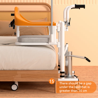 Sedia per pazienti allargata Sedia a rotelle idraulica per trasferimento Sedia a rotelle con sedile diviso a 180°