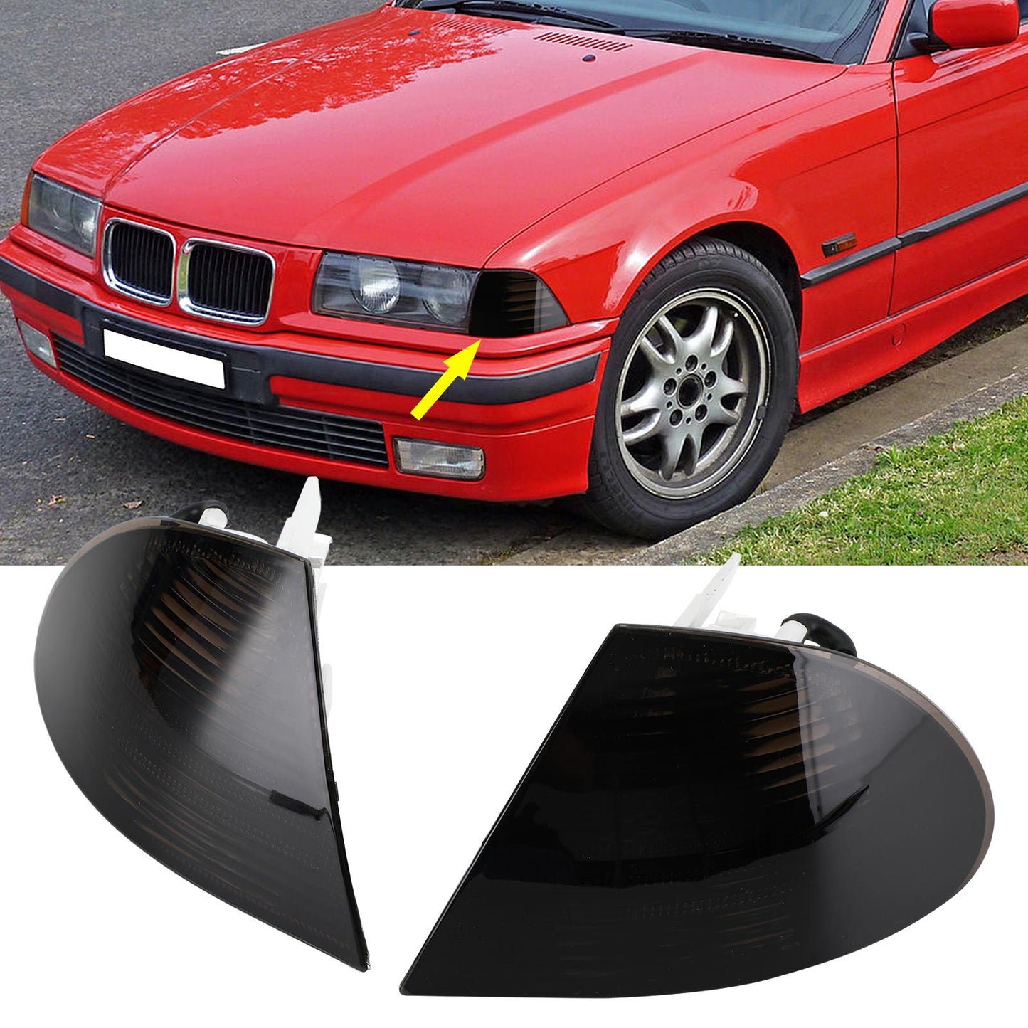 Coppia di luci laterali angolari grigie per BMW Serie 3 E46 Berlina 1998-2001 per 63136902766
