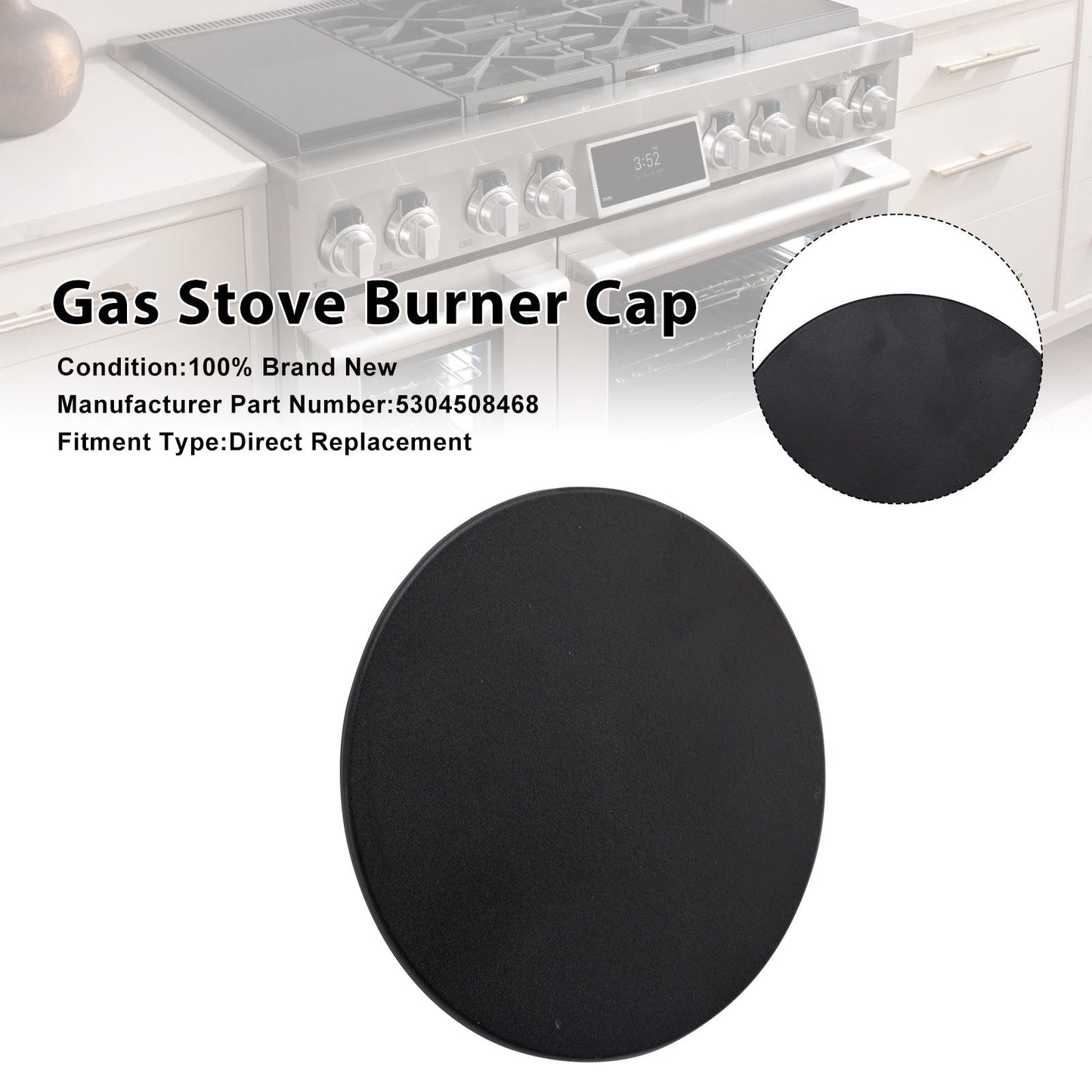 Tappo bruciatore per piano cottura a gas 5304508468, compatibile con Frigidaire.