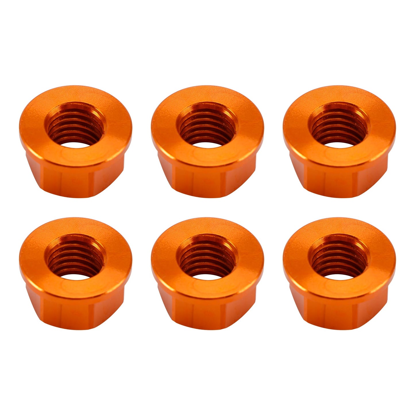 Confezione da 6 dadi flangiati per pignone posteriore in alluminio M10X1,5 mm arancioni per moto