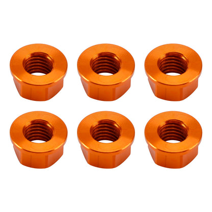 Confezione da 6 dadi flangiati per pignone posteriore in alluminio M10X1,5 mm arancioni per moto