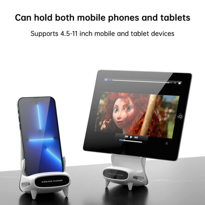 3 in 1 V8 Mini Sedia Caricabatterie Wireless Supporto per Telefono Supporto per Ricarica Telefono Altoparlante
