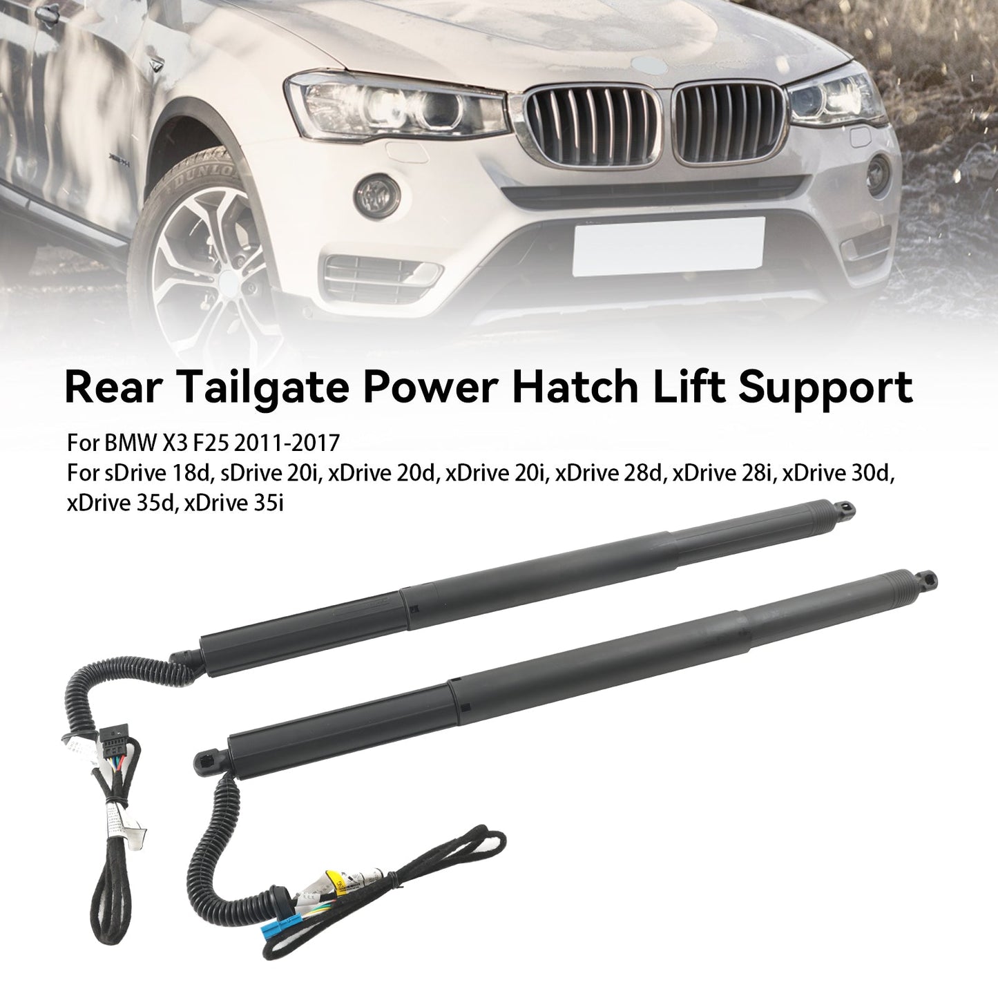 2011-2017 BMW X3 F25 sDrive 18d, sDrive 20i, xDrive 20d, xDrive 20i, xDrive 28d 2 pezzi Ammortizzatori elettrici portellone posteriore sinistro e destro a gas 51247232003