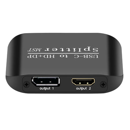 Splitter per laptop MST da tipo C a HDMI+DP 1x2, display a due schermi, un ingresso e due uscite