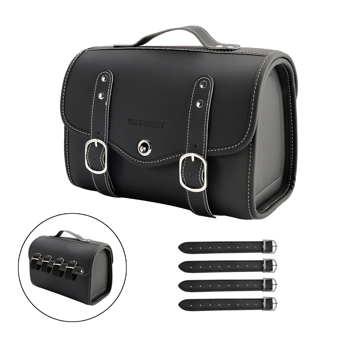 Borsa laterale in PU Borsa laterale Borsa da sella Colore abbinato Bagaglio Bianco per scooter Moto Bianco