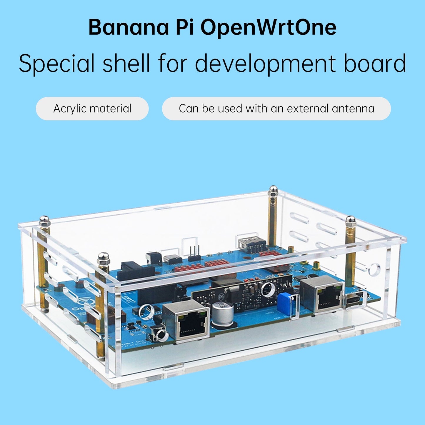 BananaPi Openwrtone Shell Guscio protettivo trasparente in acrilico Antenna esterna
