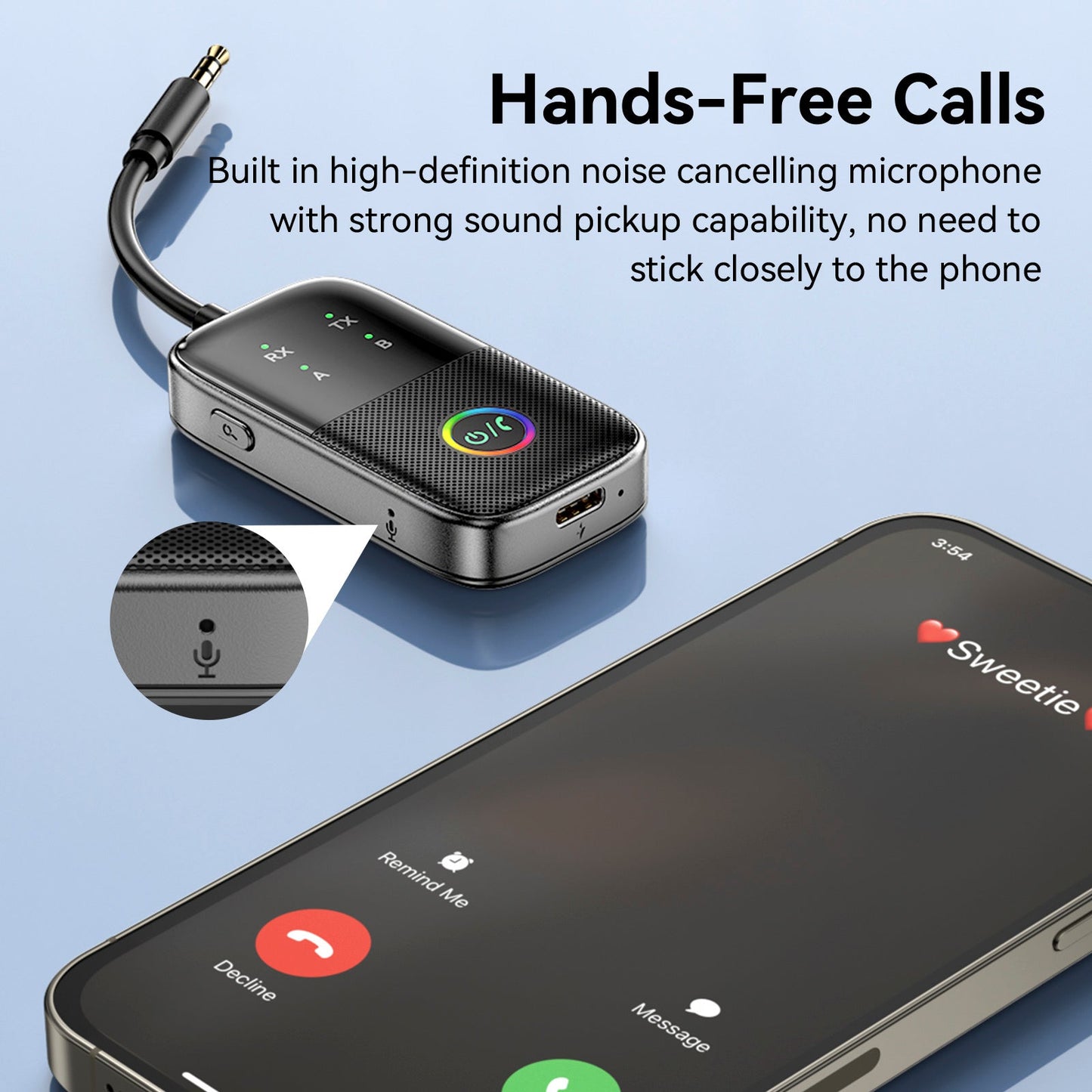 Ricevitore trasmettitore Bluetooth due in uno AUX Adattatore vivavoce per auto due a due
