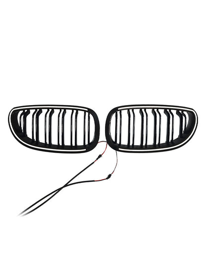 2 pezzi Griglia anteriore sportiva a doppio rene nera lucida per BMW E60 E61 520i 530i 2004-2009