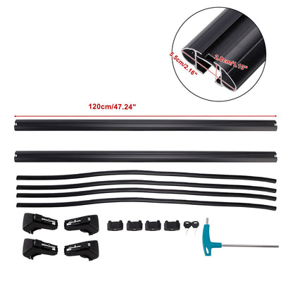 Barre trasversali universali in alluminio per portapacchi da tetto auto, 120 cm, con chiusura a chiave.