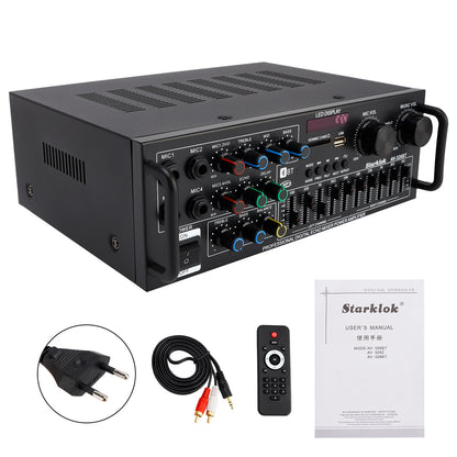 Bluetooth 5.4 HiFi 2500W Peak stereo Karaoke Power Amplificatore FM USB EQ Mixer