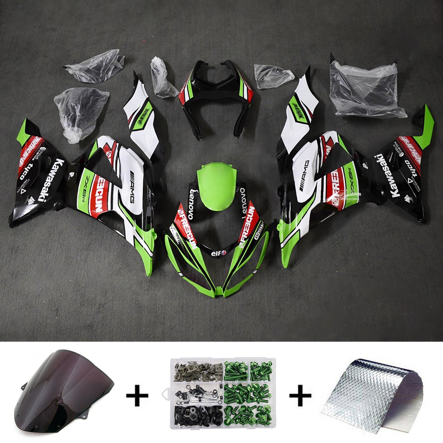 Kit carenatura iniezione in plastica ABS adatto per Kawasaki ZX6R 636 2013-2018