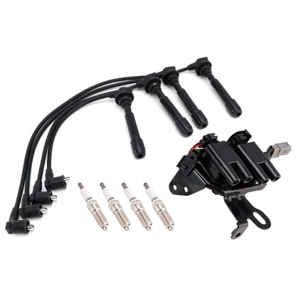 Kit bobina di accensione + 4 candele + cavi per Hyundai Elantra L4 2.0L 2003-2005, codice 5C1427.