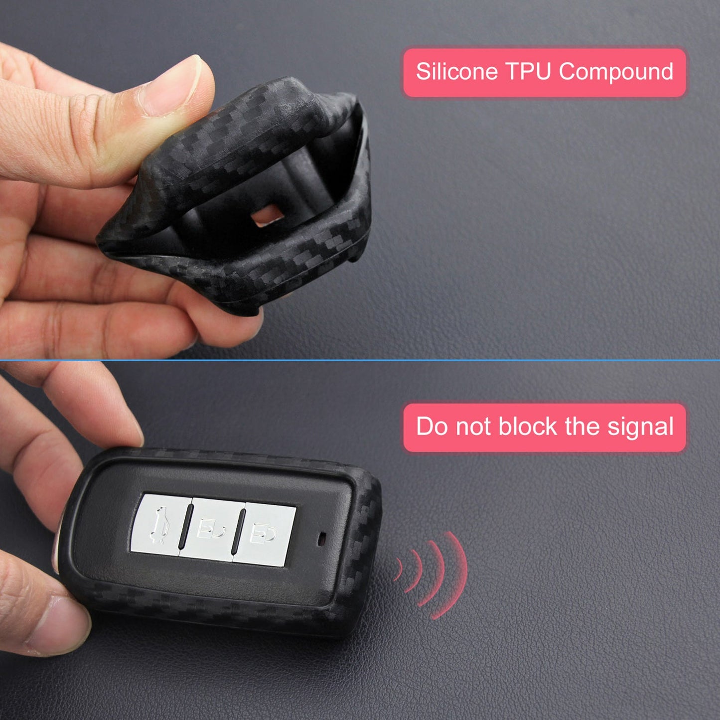 Custodia in similpelle e silicone per chiave auto con fibbia per Mitsubishi