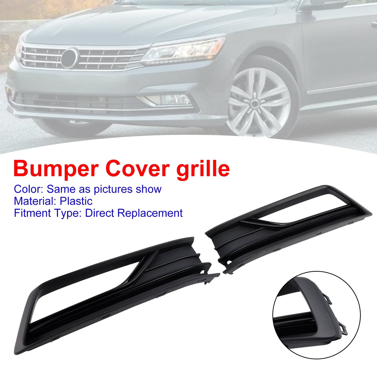 2 pezzi Griglia di copertura per fendinebbia compatibile con VW Passat B8 NMS (auto USA) 2016-2018