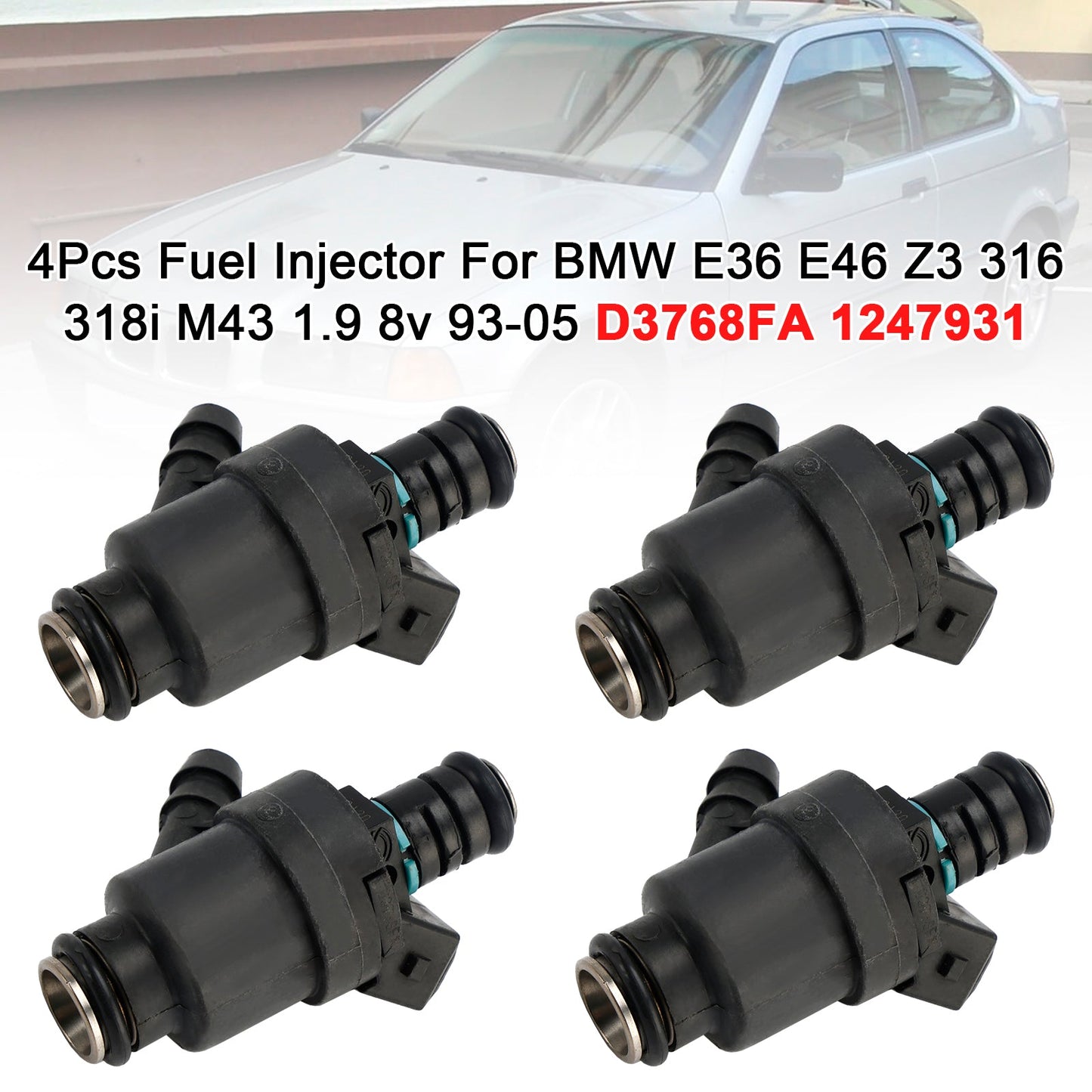 1993-2005 BMW E36 E46 Z3 316 318i M43 1.9 8v 4 pezzi iniettore di carburante D3768FA 1247931
