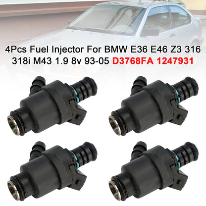 1993-2005 BMW E36 E46 Z3 316 318i M43 1.9 8v 4 pezzi iniettore di carburante D3768FA 1247931