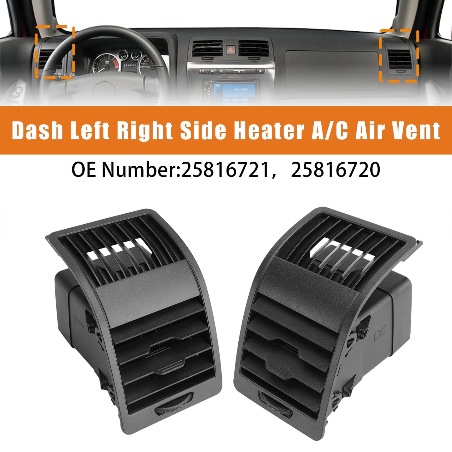 Griglia di uscita aria condizionata/riscaldamento cruscotto sinistra e destra compatibile con Hummer H3 H3T 2006-2010