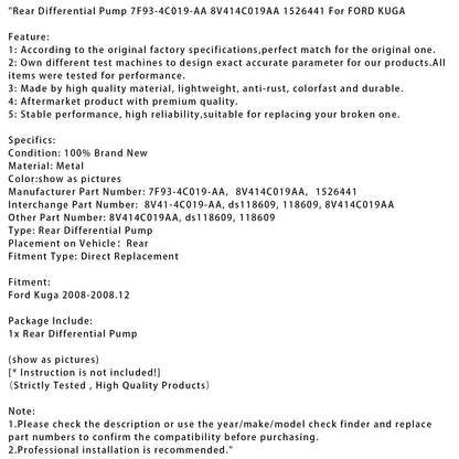 Pompa differenziale posteriore FORD KUGA 2008-2008.12 7F93-4C019-AA 8V414C019AA 1526441