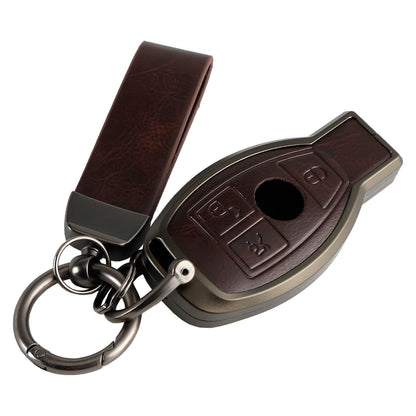 Custodia in lega di alluminio TPU marrone per chiave auto Benz GLC GLK CLS GLA CLA AMG