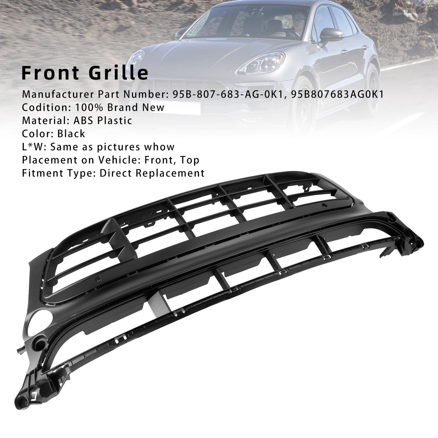 Griglia paraurti anteriore Porsche Macan GTS 95B 2014-2017 95B807683-AG-0K1