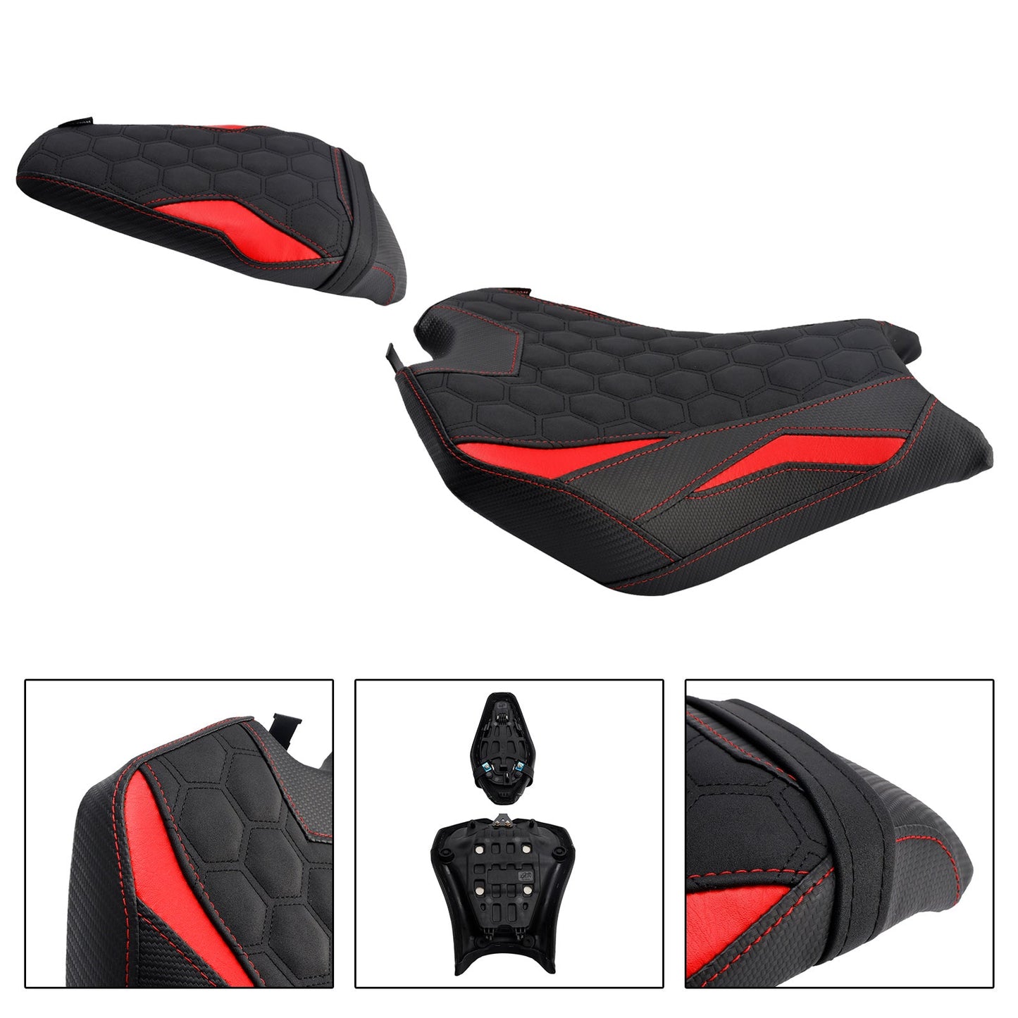 2025 - Kit cuscini passeggero anteriore e posteriore Raider per Kawasaki Z900 Zr900-F, colore rosso.