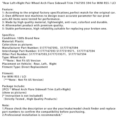 MINI R55 Coppia passaruota posteriori sinistro e destro 7167593 594