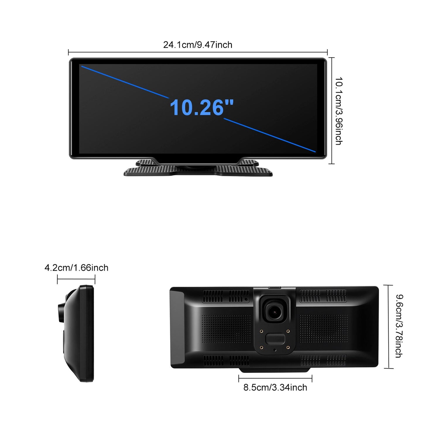Navigazione per auto portatile Bluetooth da 10,26"", autoradio wireless Carplay, telecamera AHD