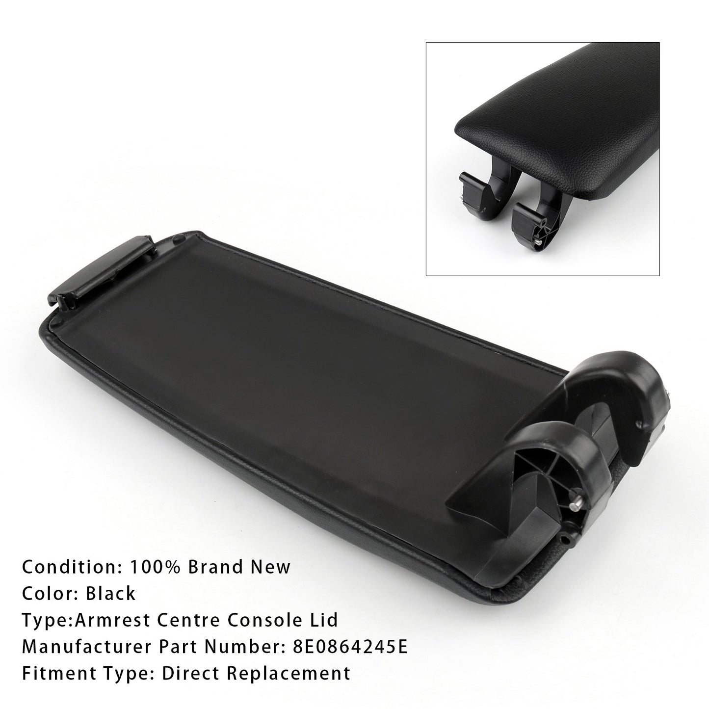 Coperchio della console centrale del bracciolo in pelle nera Audi A4 B6 B7 2001-2008 8E0864245E