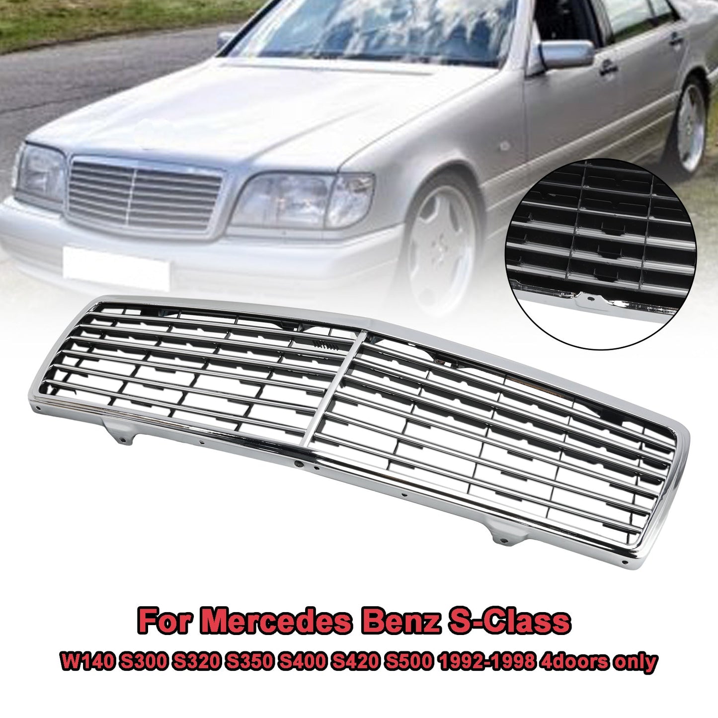 Griglia paraurti anteriore cromata Mercedes Benz Classe S W140 1992-1998