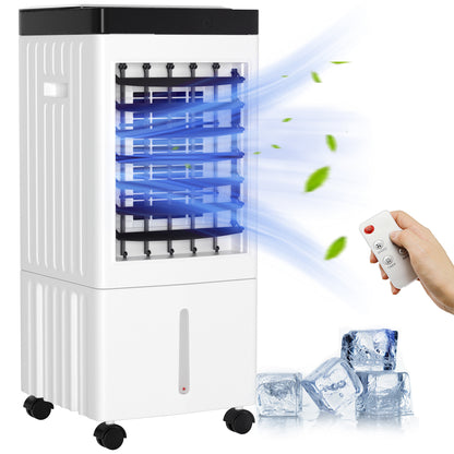 Condizionatore d'aria evaporativo portatile da 10 litri, raffrescatore evaporativo 3 in 1 con ventola e umidificatore con telecomando