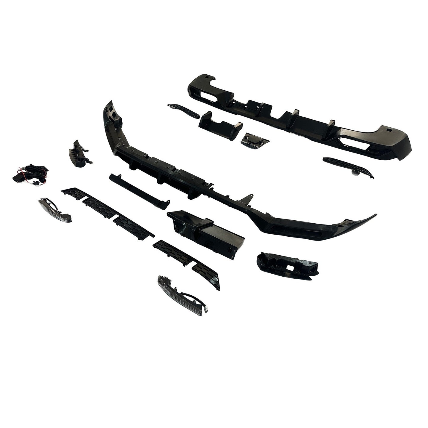 Diffusore anteriore e posteriore per paraurti in PP per Mercedes Benz Classe G W465, compatibile dal 2025 in poi.